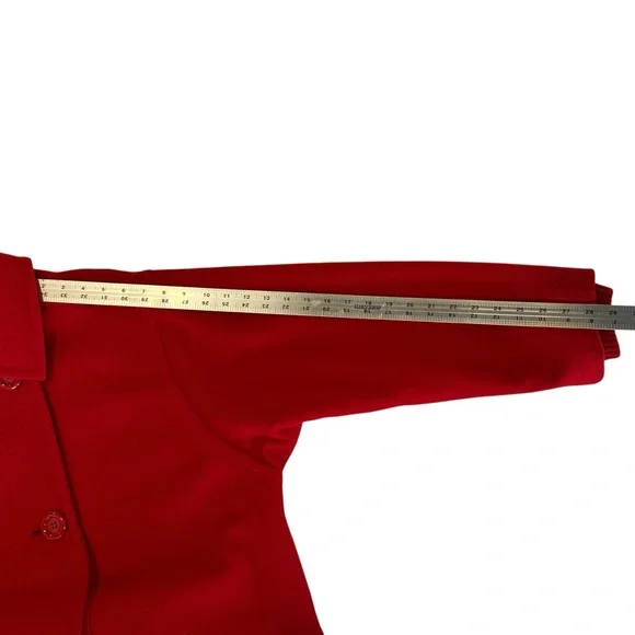 Vintage Woolrich Women’s Coat 100% Pure Wool Red Pea Coat Size M - Picture 7 of 10
